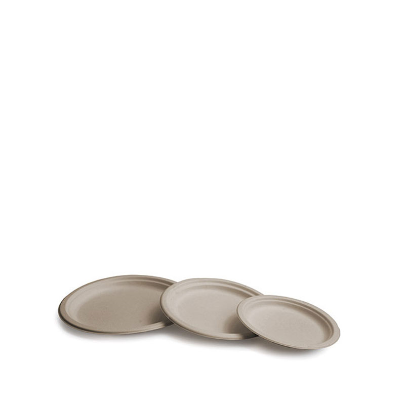 Plato desechable de caña azúcar 17cm crema 800uds