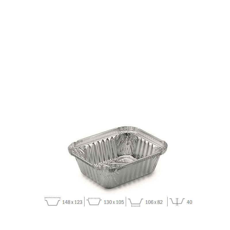 Envase aluminio rectangular 470cc 1000uds