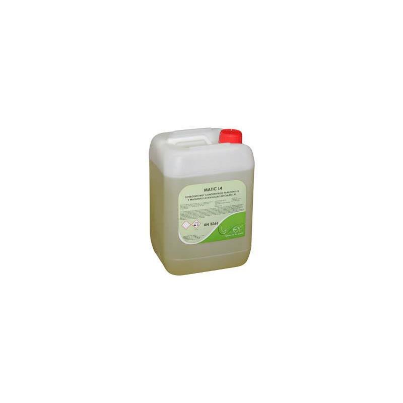 Detergente líquido Lyfer Matic L4 para lavavajillas y túneles automáticos 12Kg