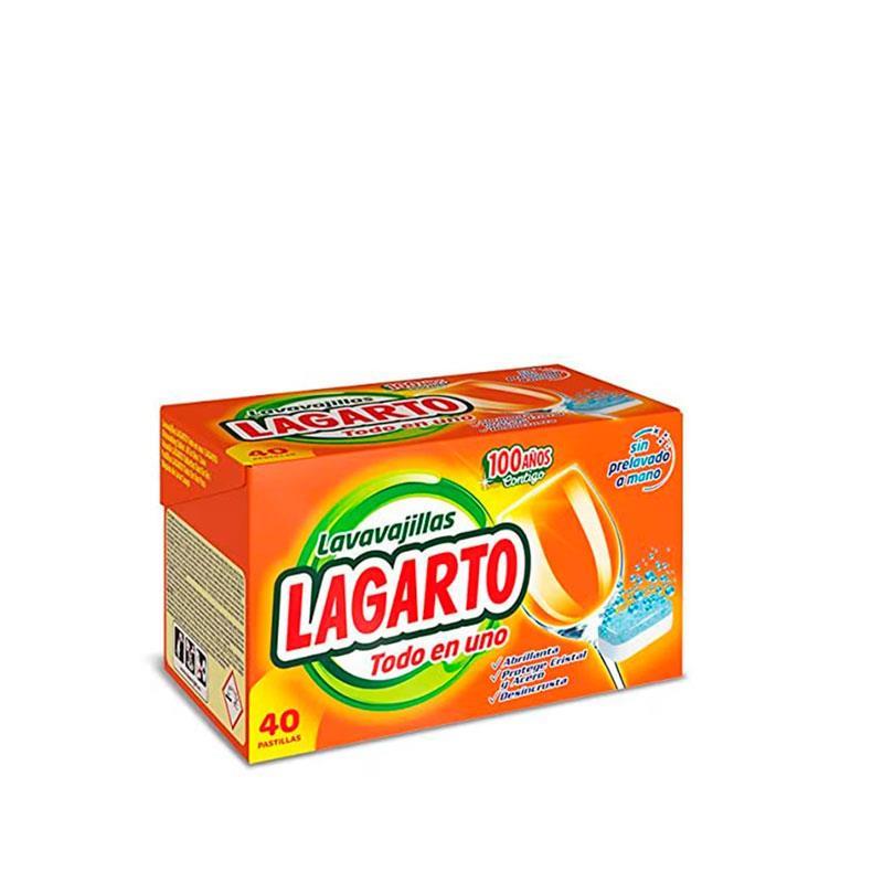 Pastillas Lavavajillas Lagarto Todo en 1 - Eficacia y brillo sin prelavado | Caja de 40 Unidades