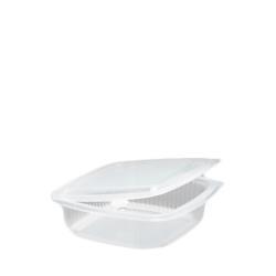 Envase PP cuadrado con tapa bisagra 250ml 750uds