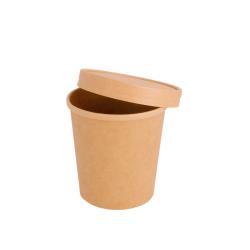 Tarrinas kraft 480 ml con tapa | Doble pared | 250 uds