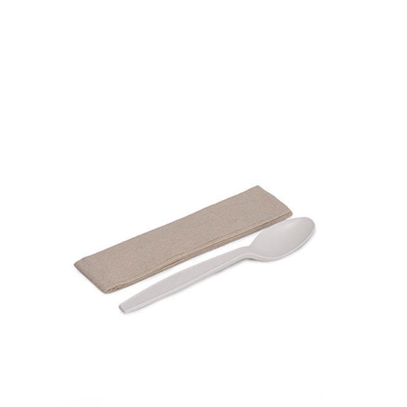 Set cuchara  maíz y servilleta Kraft 500uds