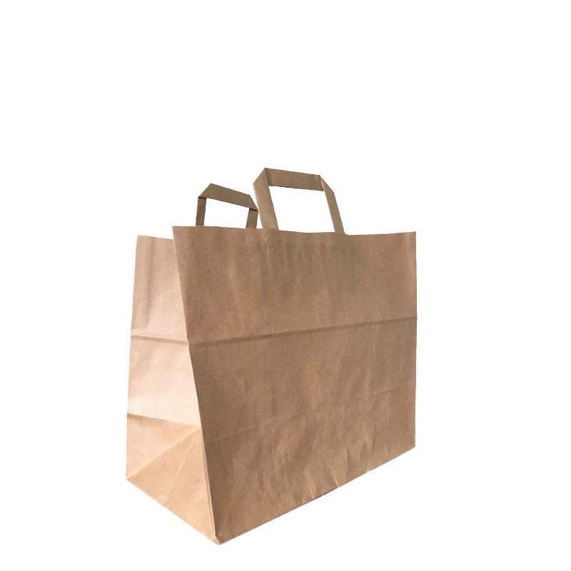 Bolsa papel kraft con asa plana 32+22x33 cm 250uds