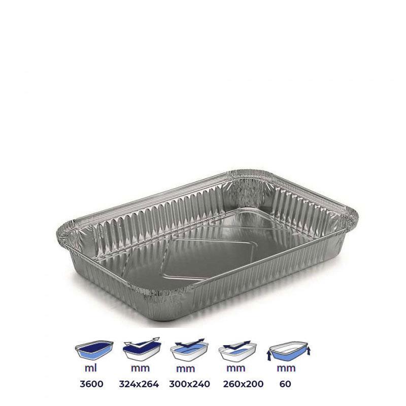 Envase aluminio rectangular 3600 ml 300 uds