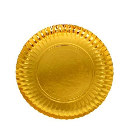Bandeja de cartón redonda oro 30 cm pack 100 unidades