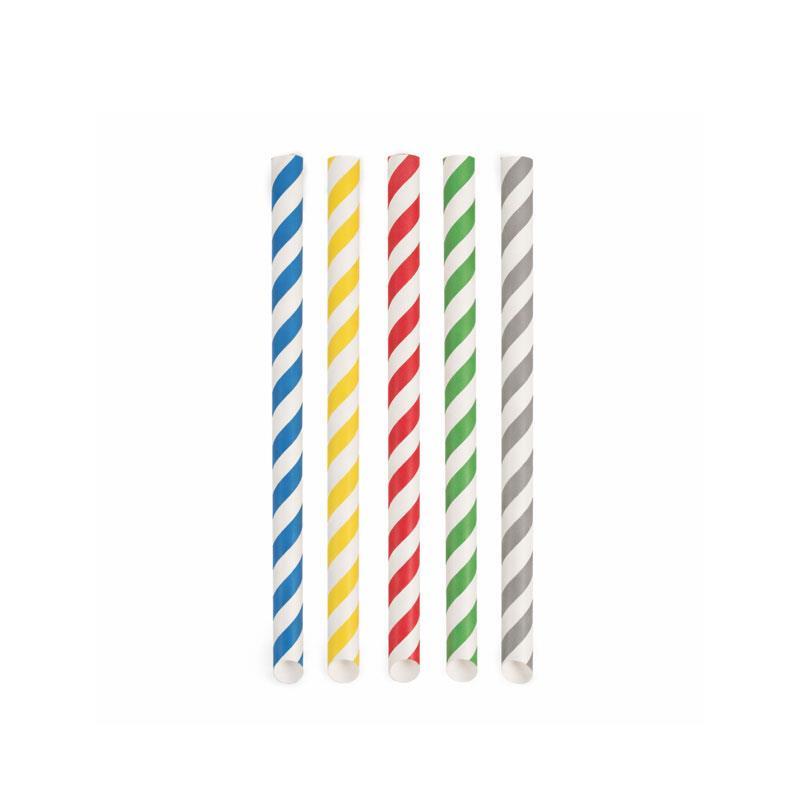 Pajitas de papel Bubble Tea a rayas de colores Ø1,2x20 cm