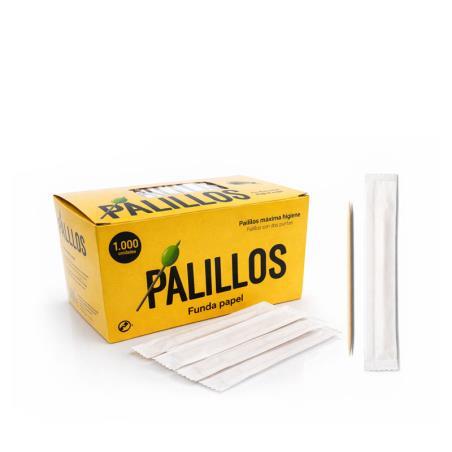 Palillos madera enfundados dos puntas 2x65 mm