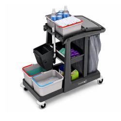 Carro de limpieza Numatic ECO-Matic EM3 completo base profesional sin saco ni cubos superiores.