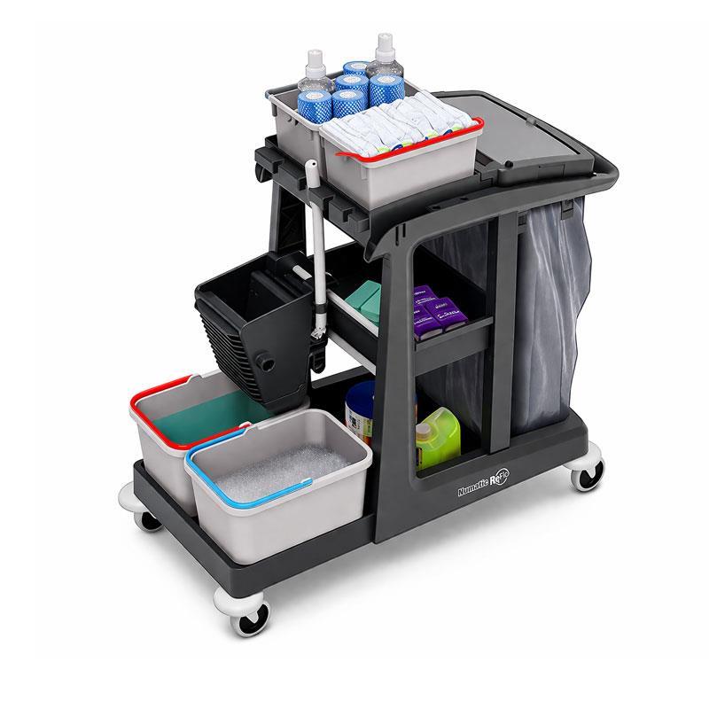 Carro de limpieza Numatic ECO-Matic EM3 completo base profesional sin saco ni cubos superiores.