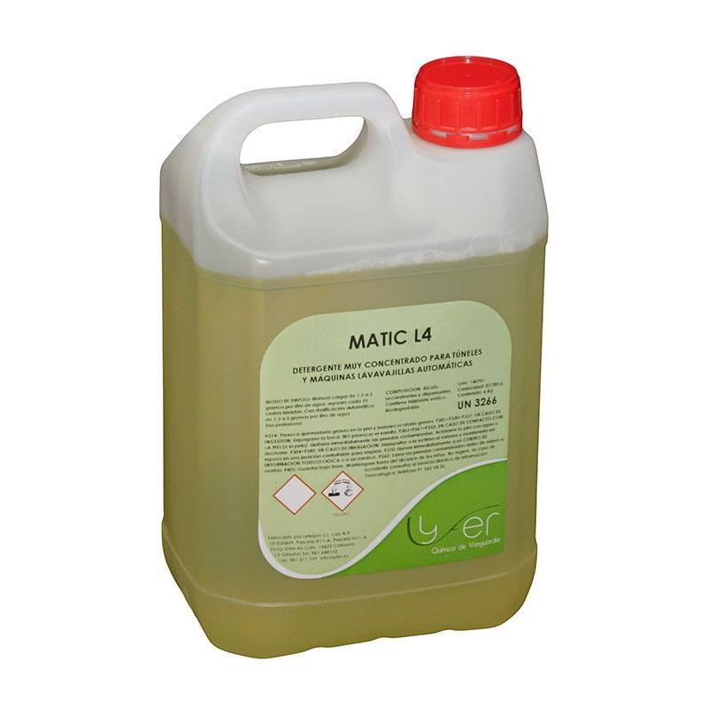 Detergente líquido concentrado Lyfer Matic L4 para lavavajillas y túneles automáticos 6Kg