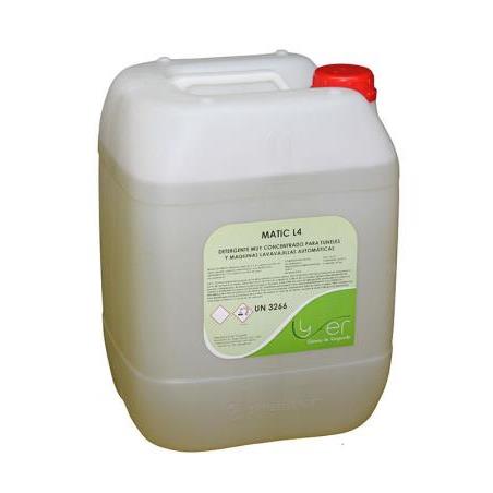 Detergente líquido Lyfer Matic L4 para lavavajillas y túneles automáticos 25Kg