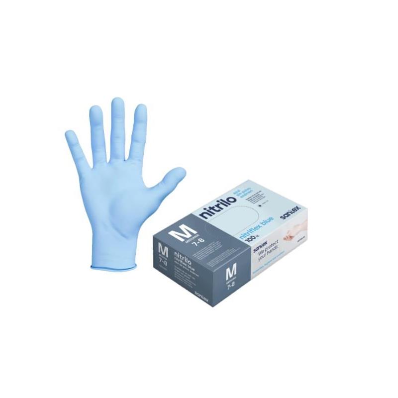Guantes de nitrilo azul sin polvo Nitriflex talla M caja de 100 unidades