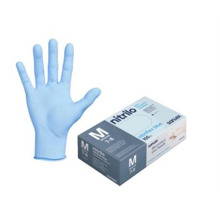 Guantes de nitrilo azul sin polvo Nitriflex talla M caja de 100 unidades