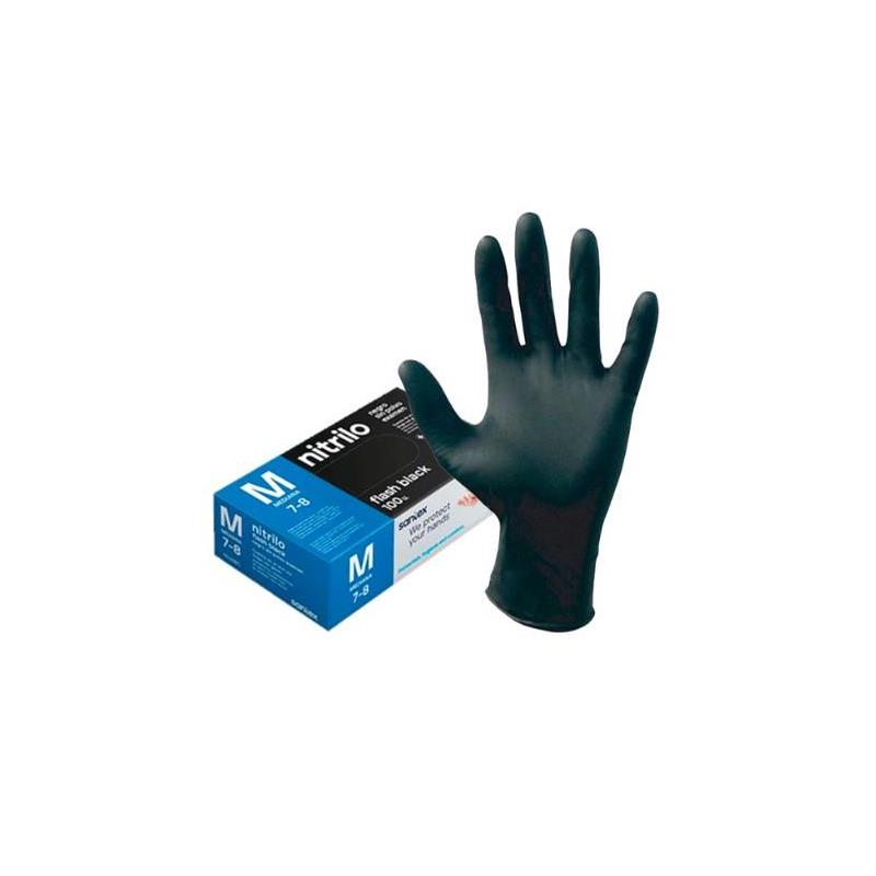 Guantes Nitrilo Negro Sin Polvo Santex Flash Black S 100 Uds | Quifyl