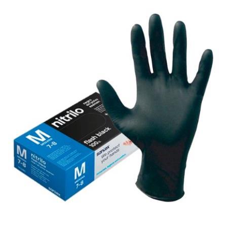 Guantes Nitrilo Negro Sin Polvo Santex Flash Black S 100 Uds | Quifyl