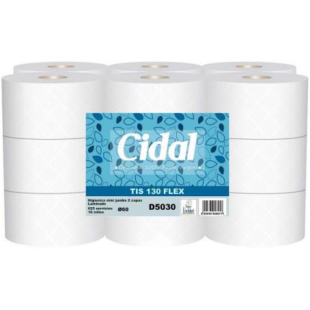 Papel higiénico industrial Cidal TIS 130 FLEX Mini Jumbo de 2 capas y 100 % celulosa virgen
