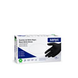 Guantes de nitrilo negro sin polvo Sanyc talla XL en envase de 100 unidades