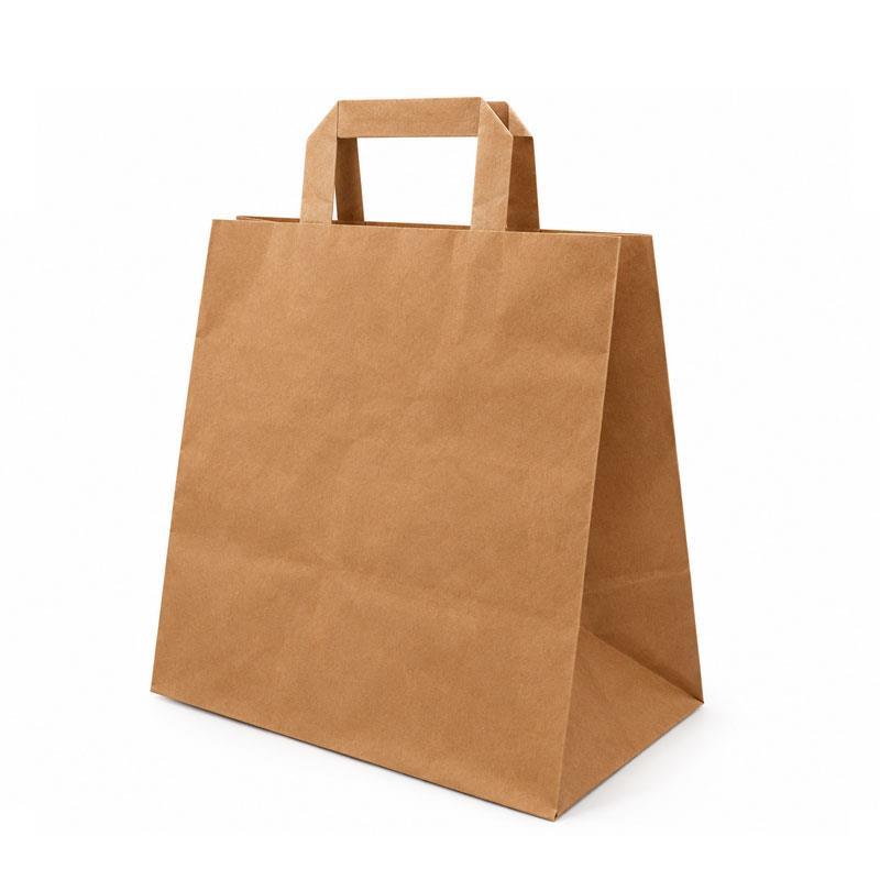 Bolsa de papel kraft ancha con asa plana 26+18x25 cm – 250 unidades